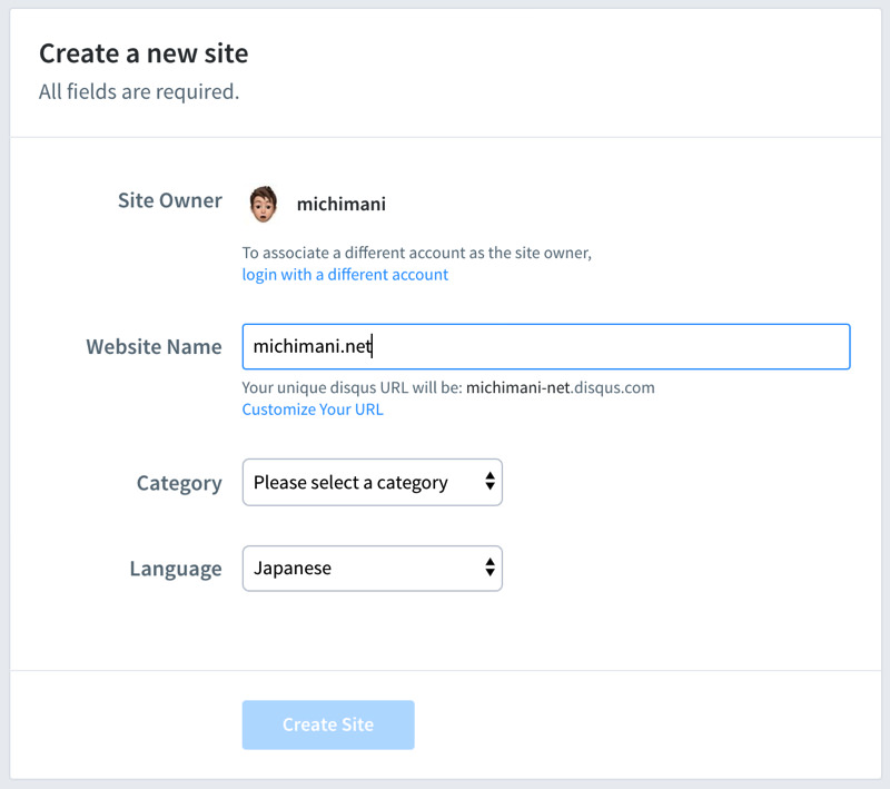 Create a new site
