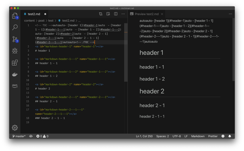 markdown toc problem