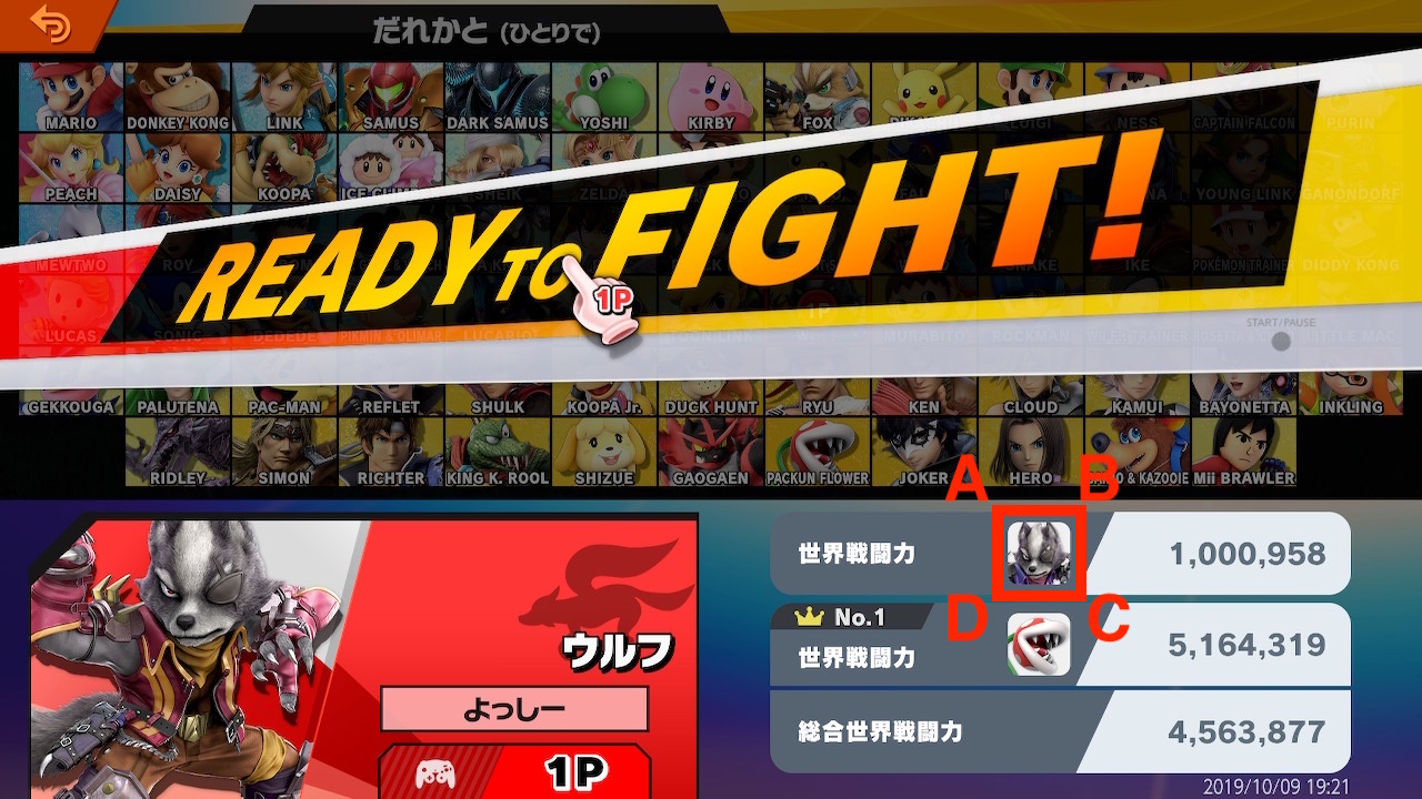 Character thumbnail area