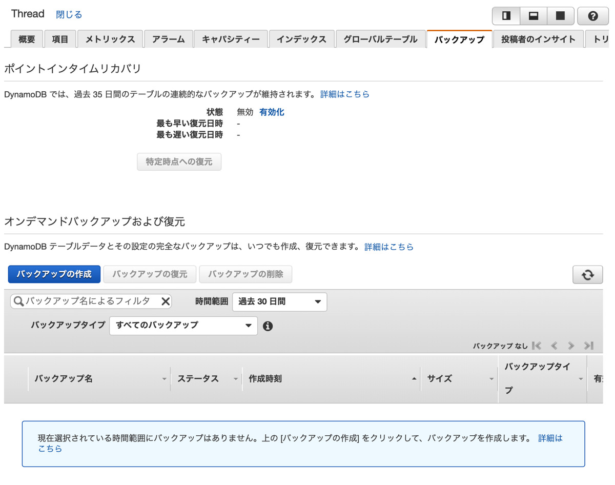 DynamoDB Restore - create backup 1