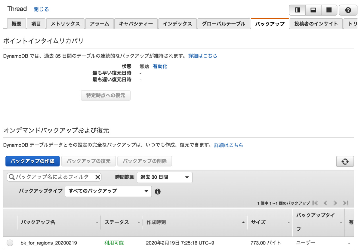 DynamoDB Restore - create backup 4