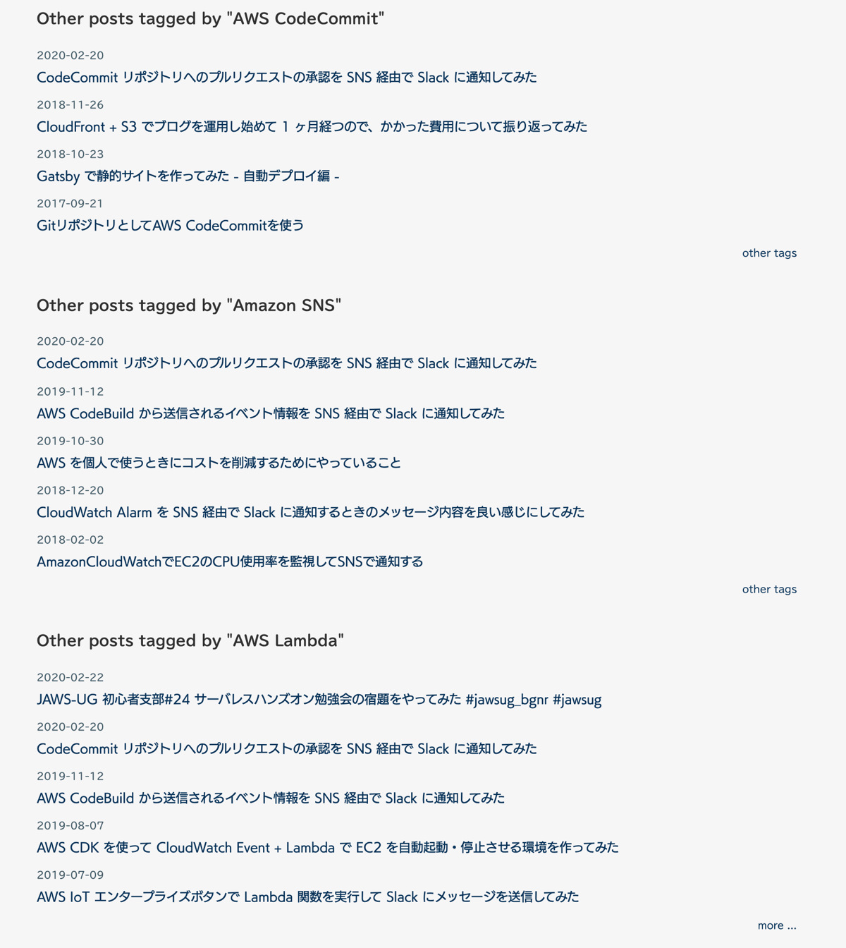 the same tags post list