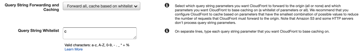 CloudFront behavior query string