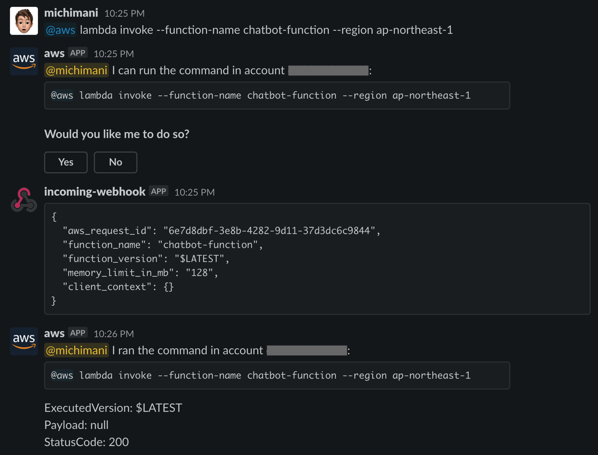 running AWS CLI command from Slack | lambda invoke