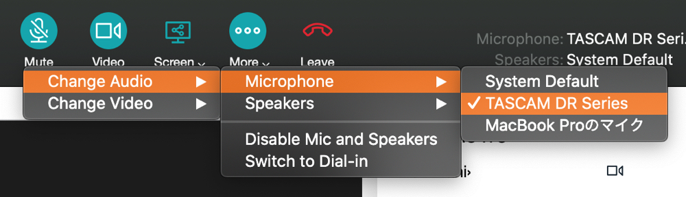 Amazon Chime Change audio devices