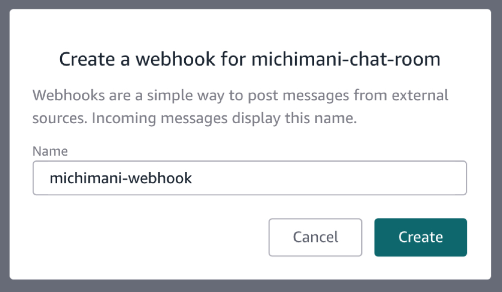 Amazon Chime create webhook url 3
