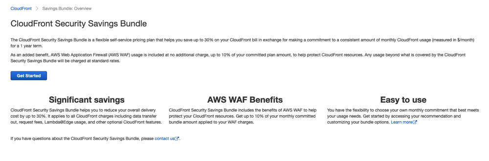 CloudFront Savings Bundle Get Started
