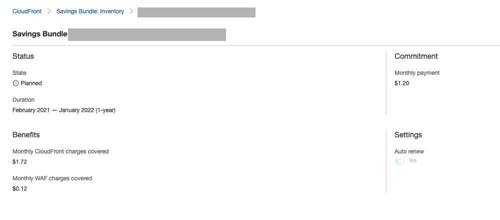 CloudFront Savings Bundle result