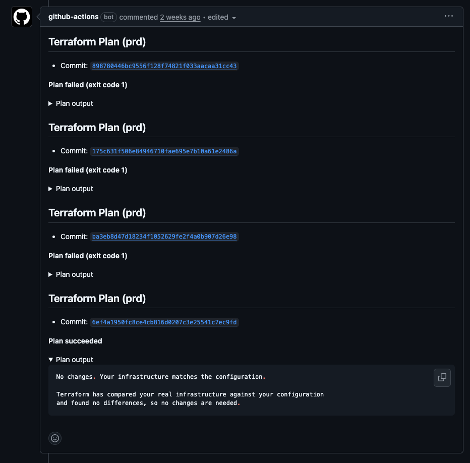 plan 結果のコメント表示例